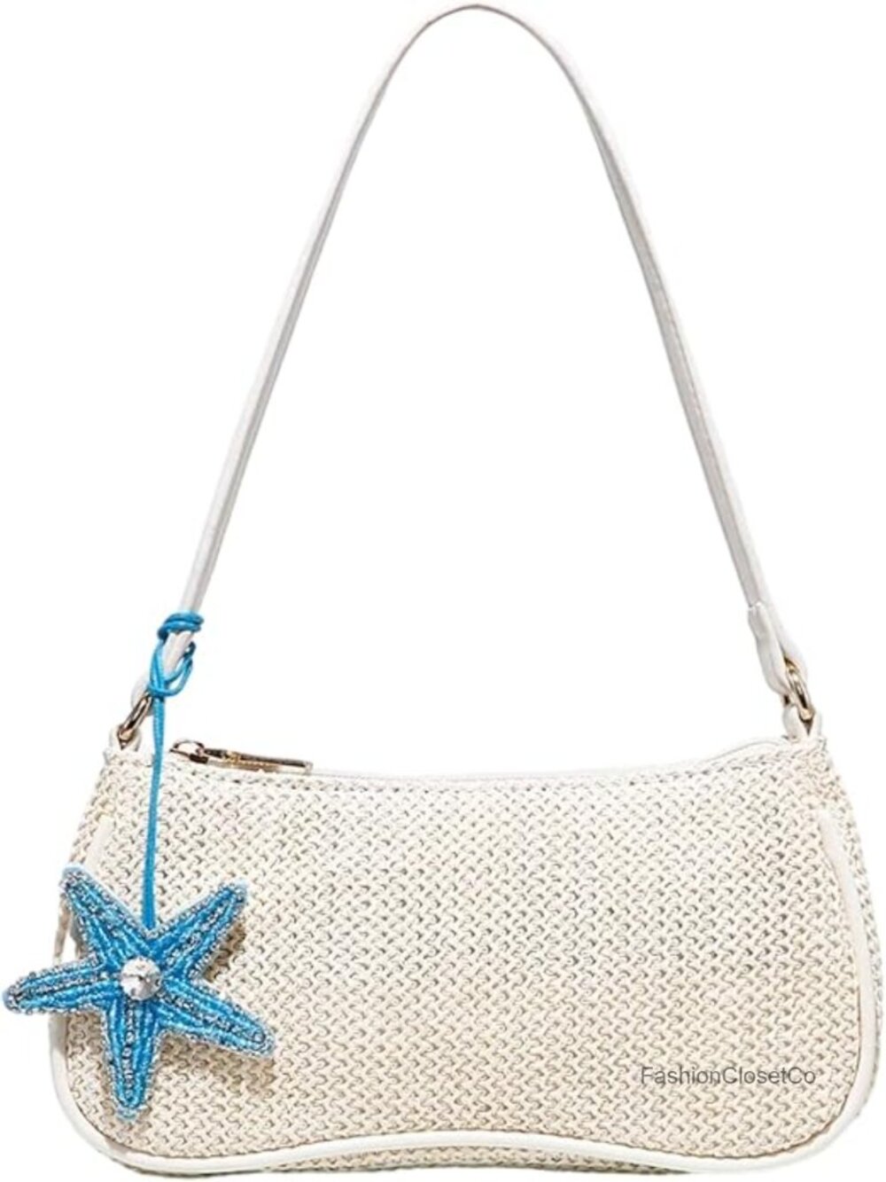 Boho Seashell Straw Shoulder Bag with Single Strap